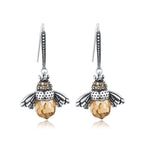 Crystal Drop Bee Earrings