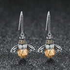 Crystal Drop Bee Earrings