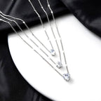 Crystal Zirconia Heart Star Charm Layered Pendant Necklace