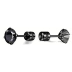Cubic Zirconia Screw Back Stainless Steel Stud Earrings