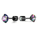 Cubic Zirconia Screw Back Stainless Steel Stud Earrings