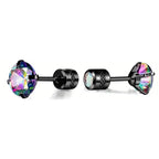 Cubic Zirconia Screw Back Stainless Steel Stud Earrings