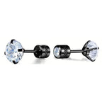 Cubic Zirconia Screw Back Stainless Steel Stud Earrings