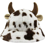 Cute Cow Print Fuzzy Bucket Hat