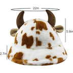 Cute Cow Print Fuzzy Bucket Hat
