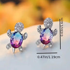 Cute Zirconia Turtle Ear Stud Earrings