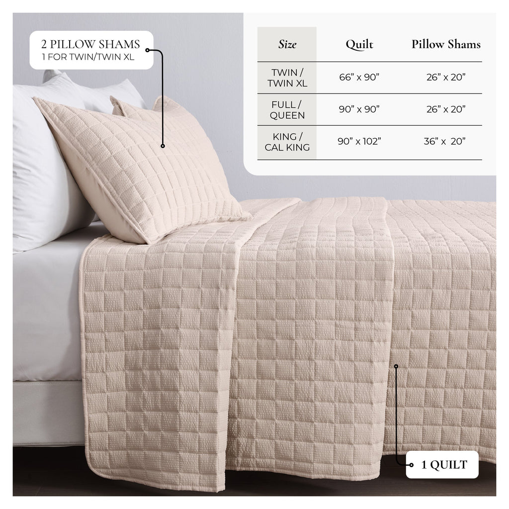 Box-Stitched Seersucker Quilt Set - Seersucker Collection