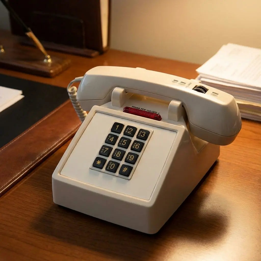 Med-Pat D2600C Retro Corded Desk Phone – Beige Analog Landline with Volume & Hearing Aid Support