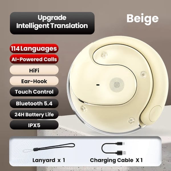 AI-Powered Wireless Bluetooth 5.4 Earphones | Ultra-Clear Translation & Perfect iOS & Android Fit!