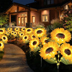 Solar Powered LED Sunflower Garden Lights Realistic Nighttime Glow for Yard Lawn Patio Porch Waterproof IP65 Energy Efficient Outdoor Lighting Durable Plastic Flowers All Weather Protection