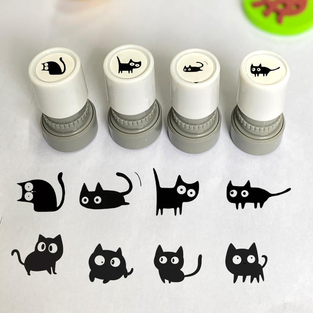 Cat Pattern Stamp, Round Self-inking Stamp