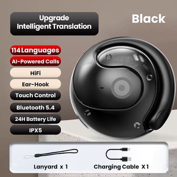 AI-Powered Wireless Bluetooth 5.4 Earphones | Ultra-Clear Translation & Perfect iOS & Android Fit!