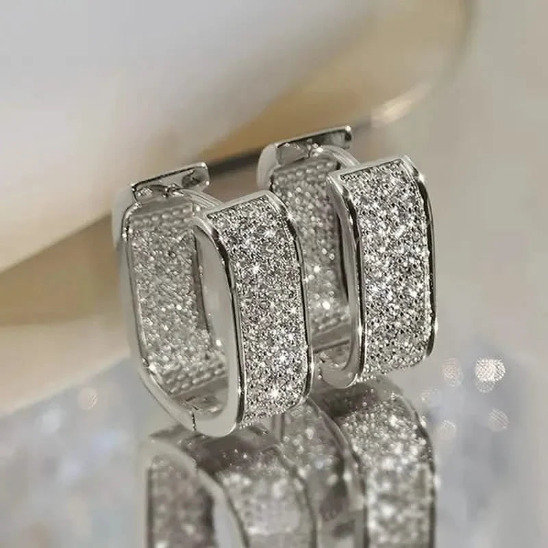 Dainty Paved CZ Hoop Earrings 18k Gold Plated Ear Jewelry