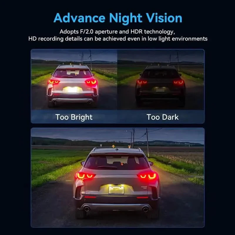 1080P Triple Dash Cam Front, Inside and Rear with 32GB Card, Night Vision, HDR & More
