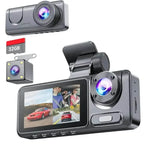 1080P Triple Dash Cam Front, Inside and Rear with 32GB Card, Night Vision, HDR & More