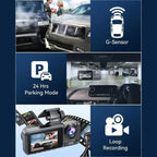 1080P Triple Dash Cam Front, Inside and Rear with 32GB Card, Night Vision, HDR & More