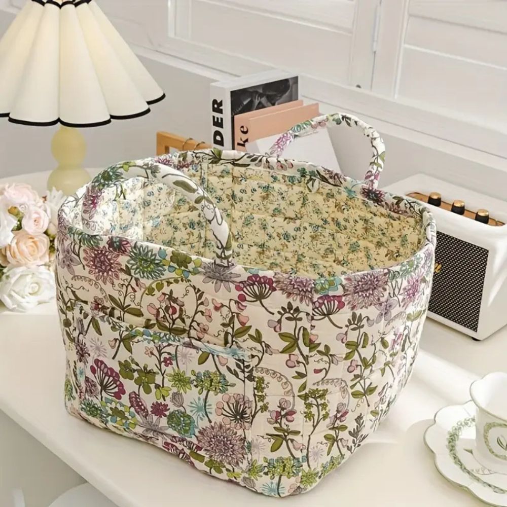 Floral Quilted Storage Tote