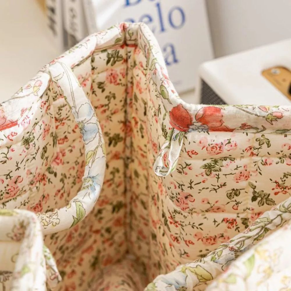 Floral Quilted Storage Tote