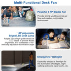 Desk Cooling Fan with 180 Degree Adjustable LED Lamp