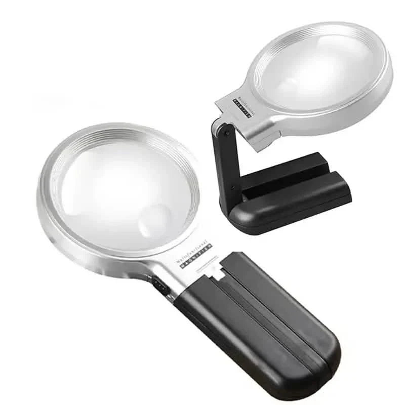 Desktop Handheld Magnifier Two-way Magnifying Mirror Foldable