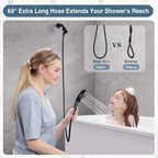 Handheld Shower Head, 9-Spray Showerhead with 69" Hose, Bracket