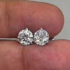 Diamond Stud Earrings F VS2 Round 4 Carat Lab Created 14K White Gold Screw Back