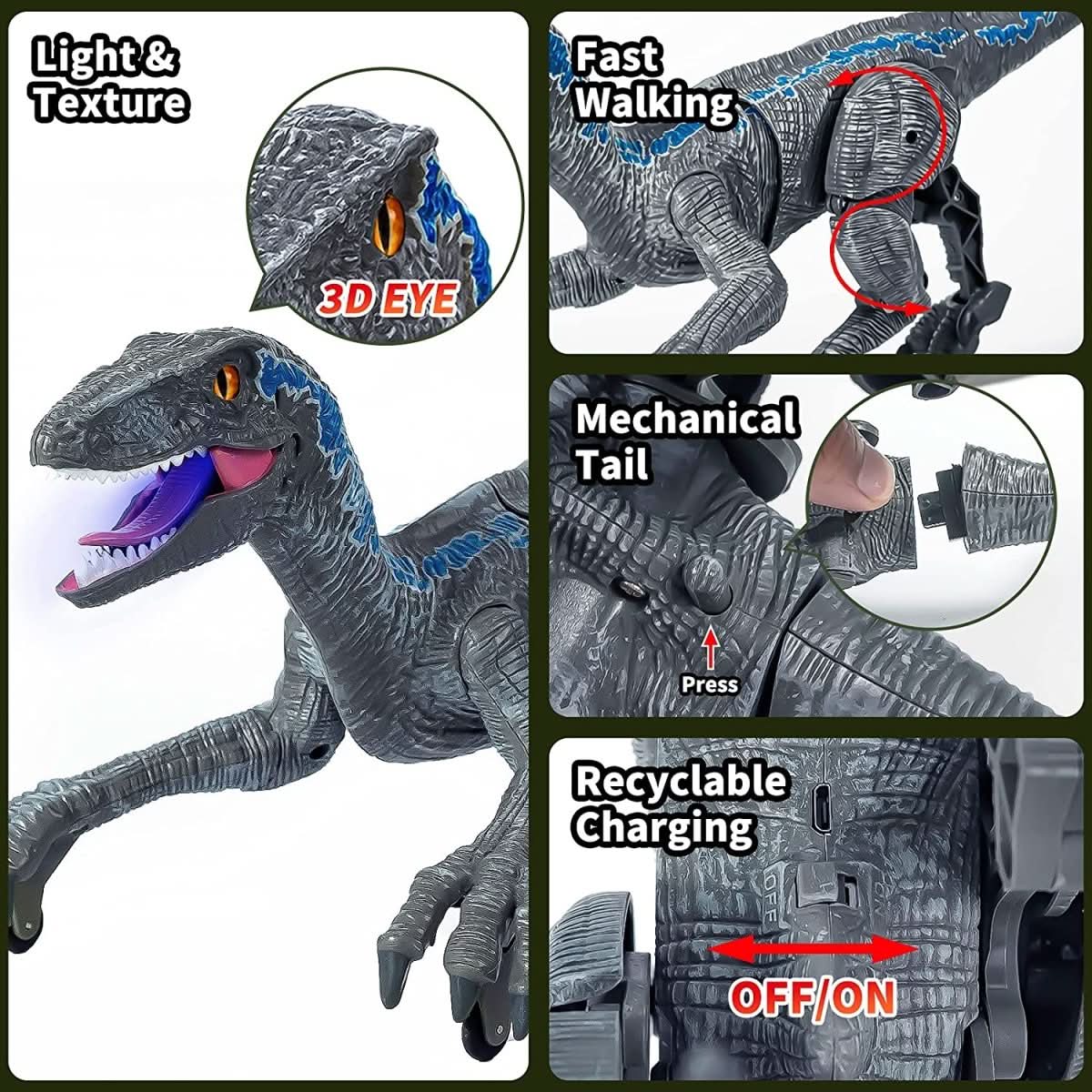 DINOREX – Interactive Velociraptor Toy with Lights and Sounds