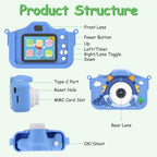 Dinosaur Kids Selfie 48MP 1080P HD Cartoon Digital Camera
