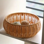 Woven Rattan Round Basket with Dome Lid