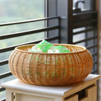Woven Rattan Round Basket with Dome Lid