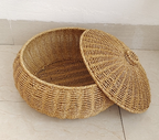Woven Rattan Round Basket with Dome Lid
