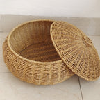 Woven Rattan Round Basket with Dome Lid