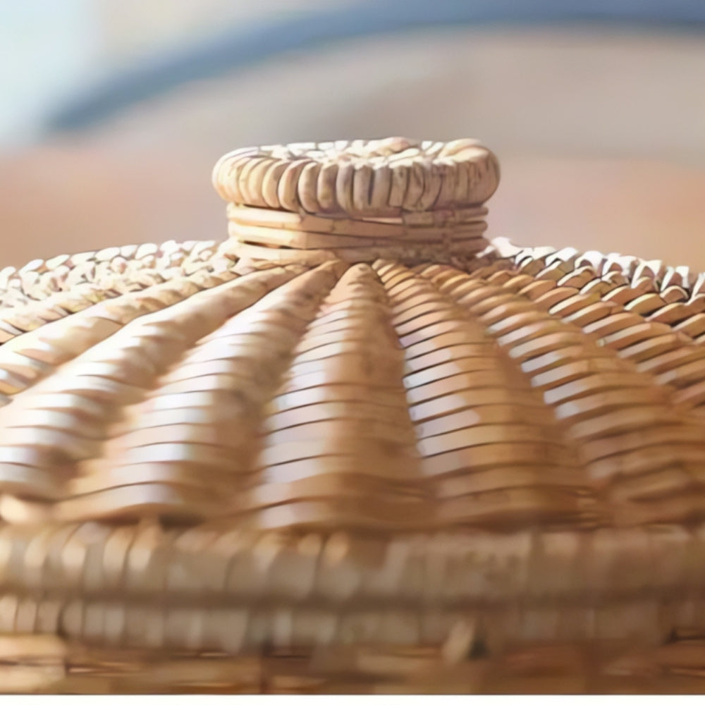Woven Rattan Round Basket with Dome Lid