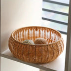 Woven Rattan Round Basket with Dome Lid
