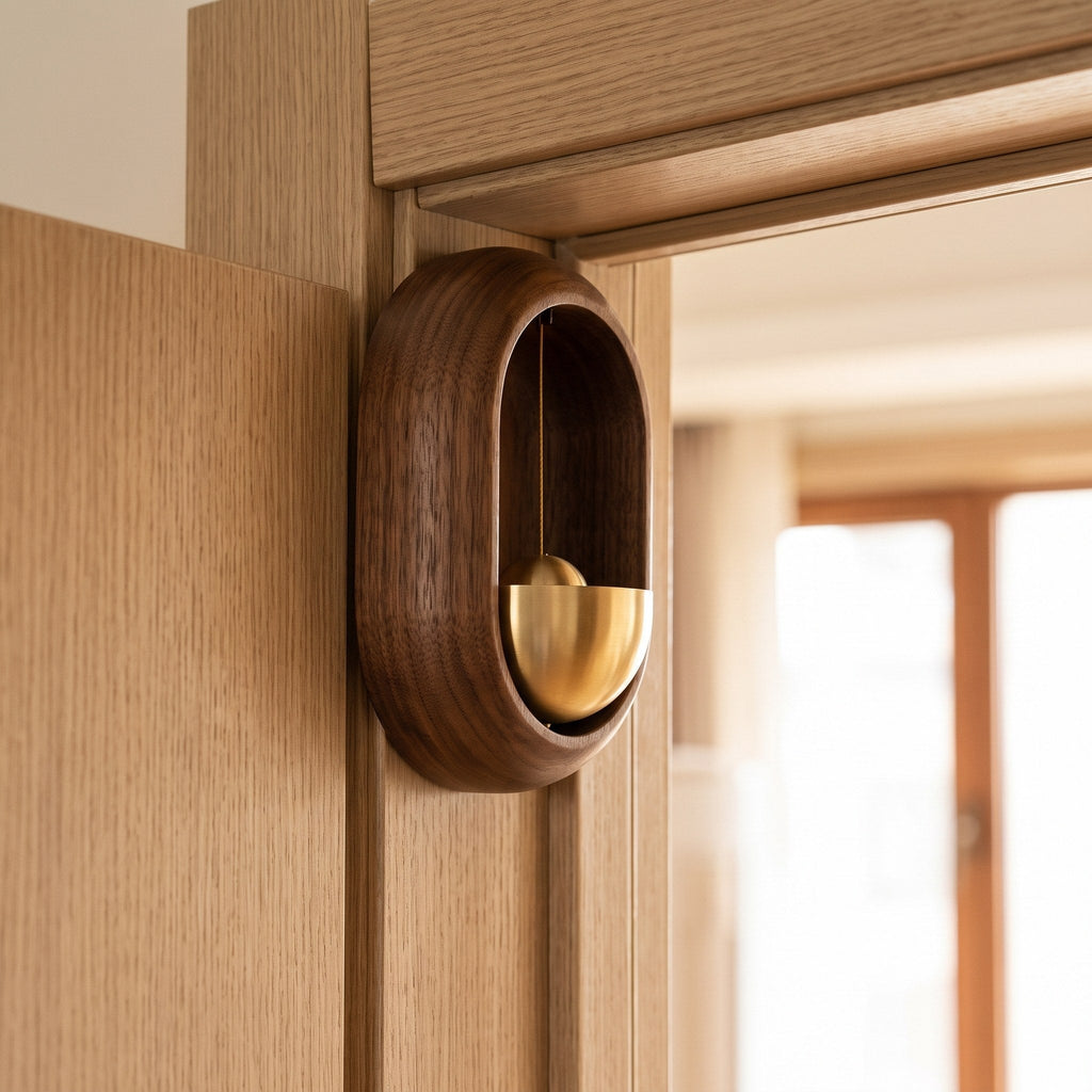 Walnut Door Chime with Brass Bell