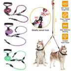 Double Dog Leash No-Tangle with Swivel Coupler Padded Handle