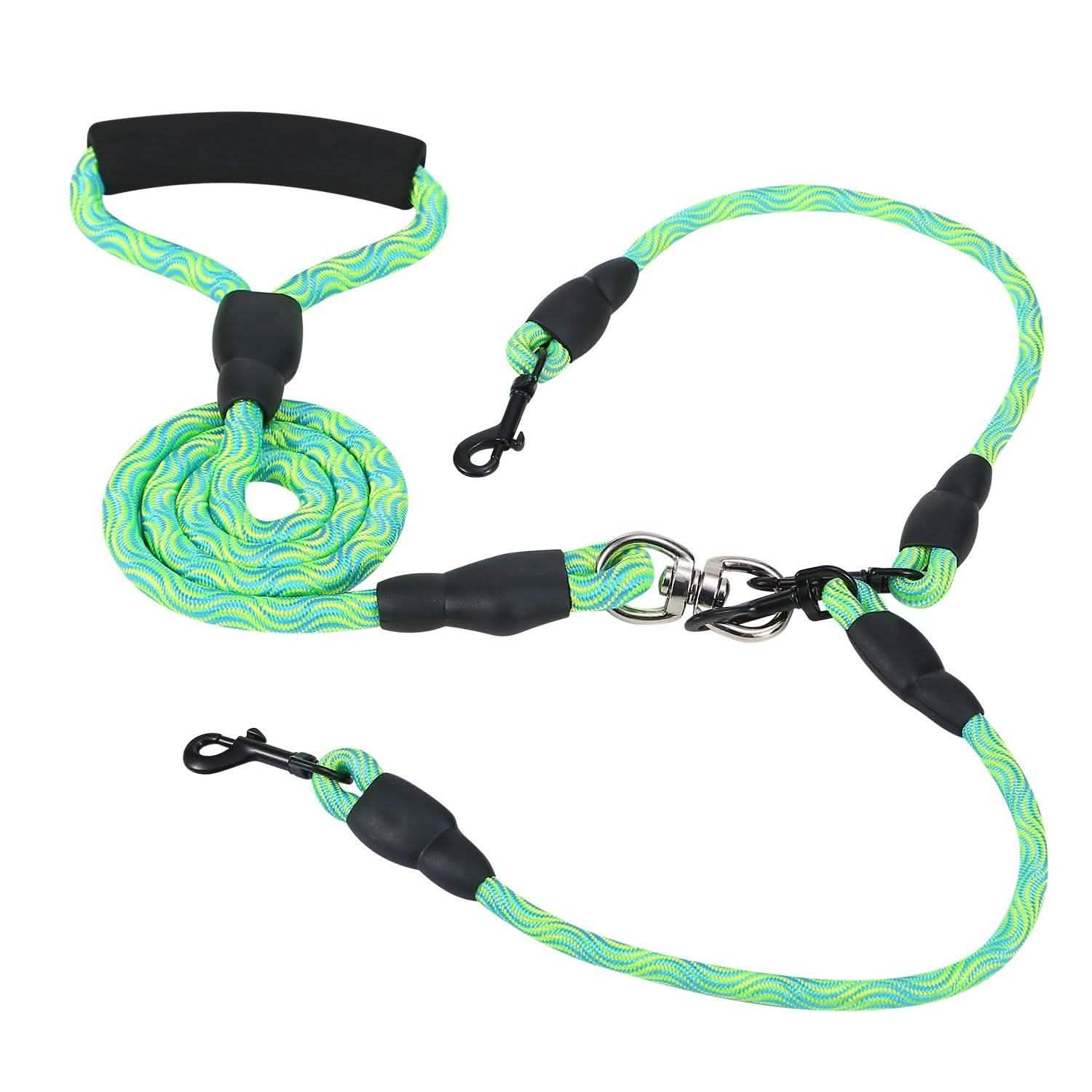 Double Dog Leash No-Tangle with Swivel Coupler Padded Handle