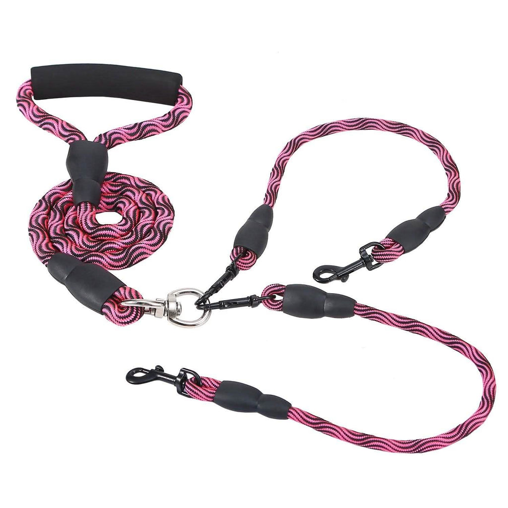 Double Dog Leash No-Tangle with Swivel Coupler Padded Handle