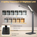 Double Head Desk Lamp with Wireless Charging USB Port