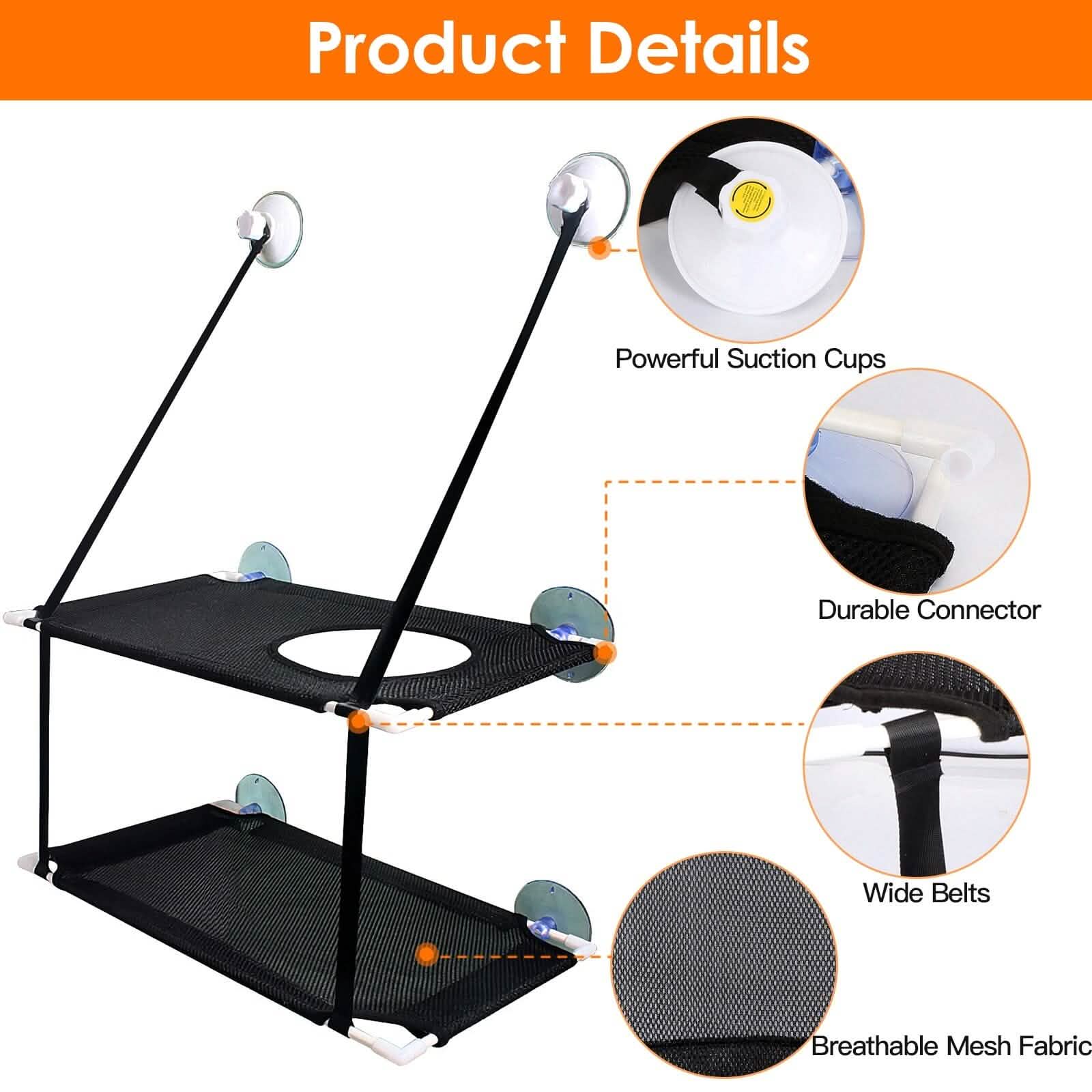 Double Layer Perch Bed Powerful Suction Indoor Window Hammock for Cat