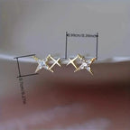 Double Star Design Stud Earrings Inlaid Zirconia