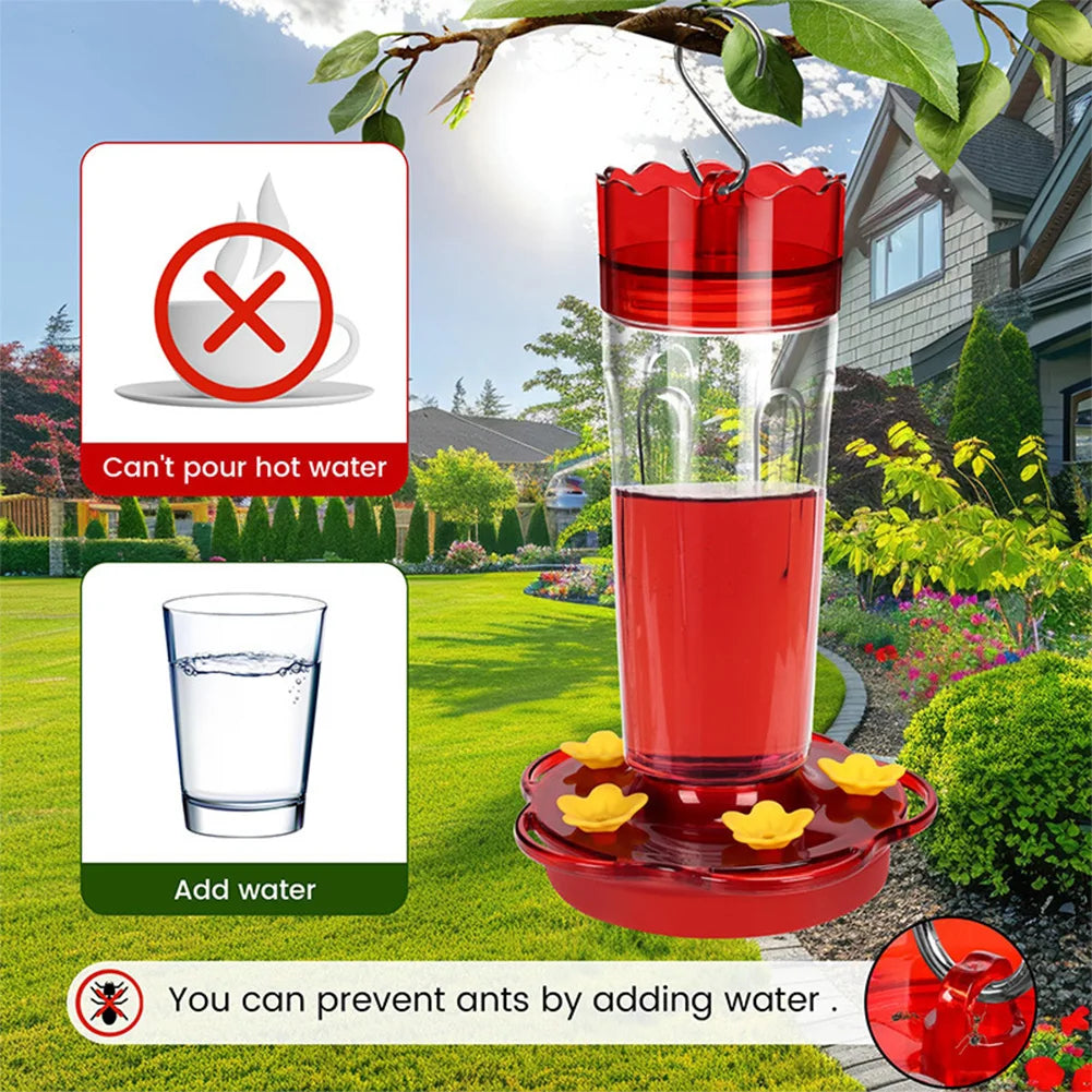 Large Capacity Plastic Hummingbird Feeder with Hook
