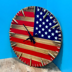 Handmade American Flag Clock | Handmade Patriotic Flag Bullet Clock