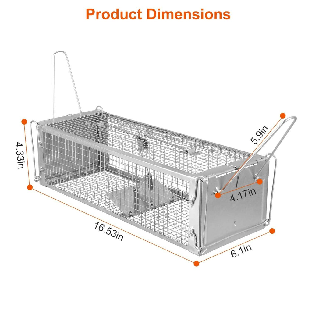 Dual Door Rat Trap Cage Humane with 2 Detachable U Shape Rod
