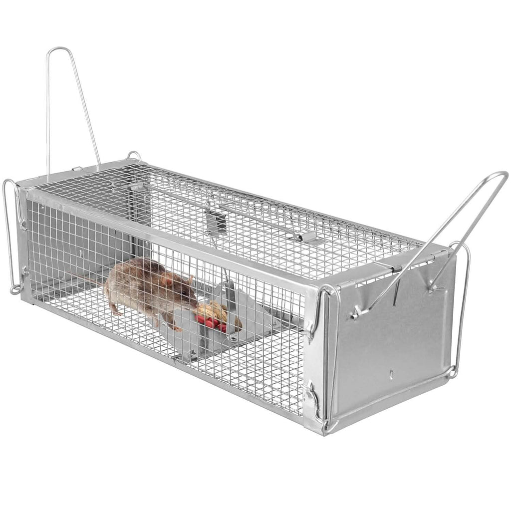 Dual Door Rat Trap Cage Humane with 2 Detachable U Shape Rod