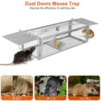 Dual Door Rat Trap Cage Humane with 2 Detachable U Shape Rod