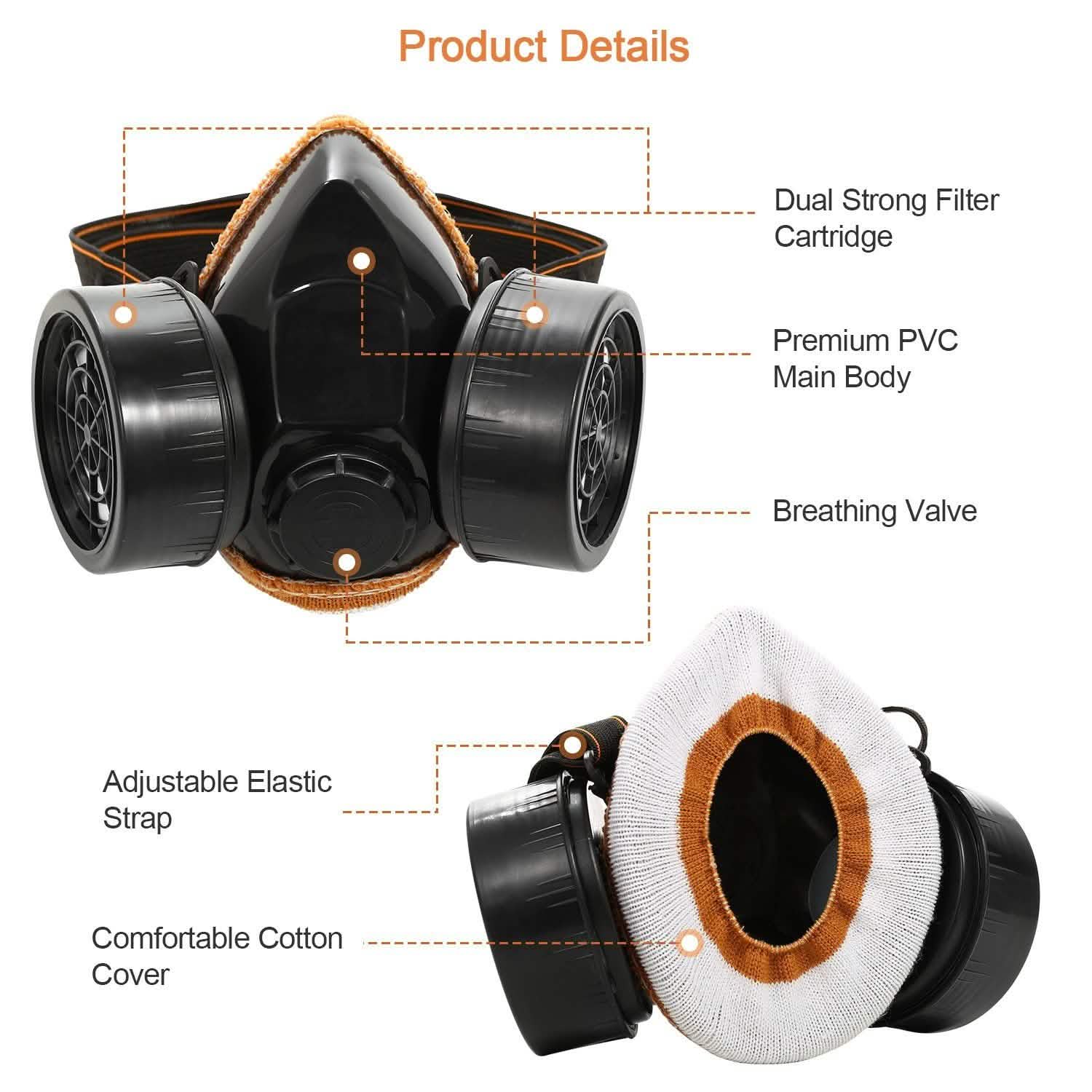 Dual Filter Cartridge Respirator Mask with Goggles