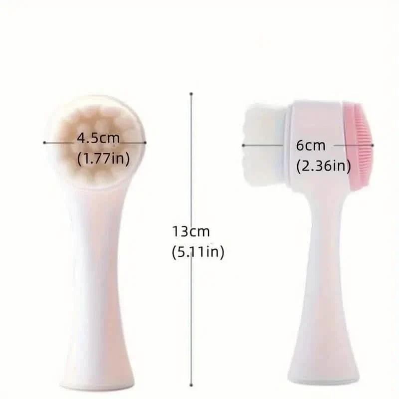 Dual-Sided Face Exfoliating & Deep Pore Cleansing Brush with Soft Bristle & Silicone Facial Scrubber