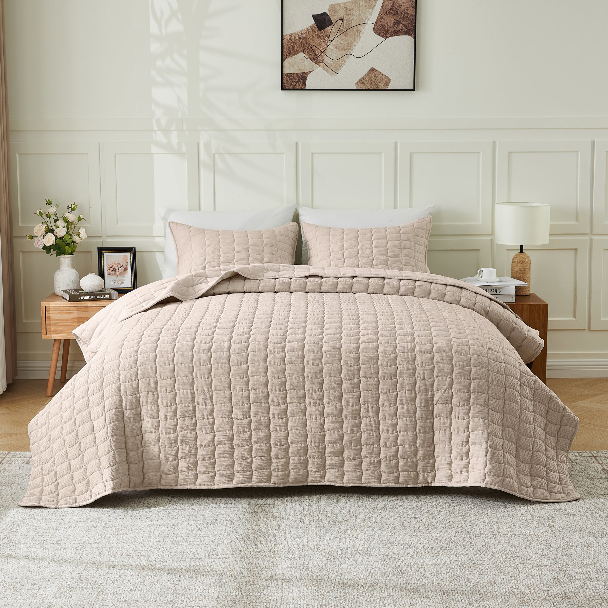 Gauze-Inspired Texture Quilt Set - Wave Stitch Collection