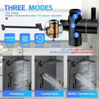High Pressure Rainfall & Handheld Shower Head – Adjustable, Chrome/Black